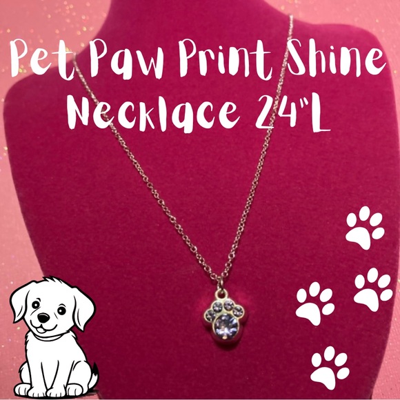Pets Paw Print Necklace Sterling Silver Purple Rhinestone Puppy Bedazzled Dogs - Picture 1 of 17